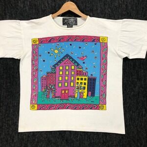 Art Wear Vintage Graphic T-Shirt Rhinestone‎ Embellished Colorful Art One Size